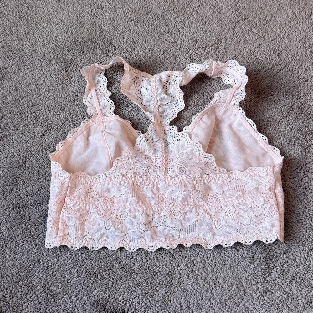 Felina Pink Floral Lace Racerback Bralette Wireless Bra SIZE S